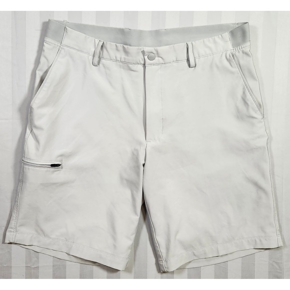 Greg Norman Other - Greg Norman Mens Golf Shorts Size 34 Gray Performance Stretch Shark Logo Casual